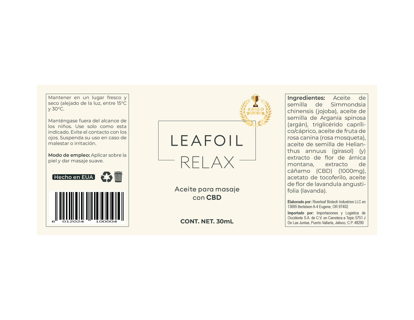 Aceite de masaje 1000mg